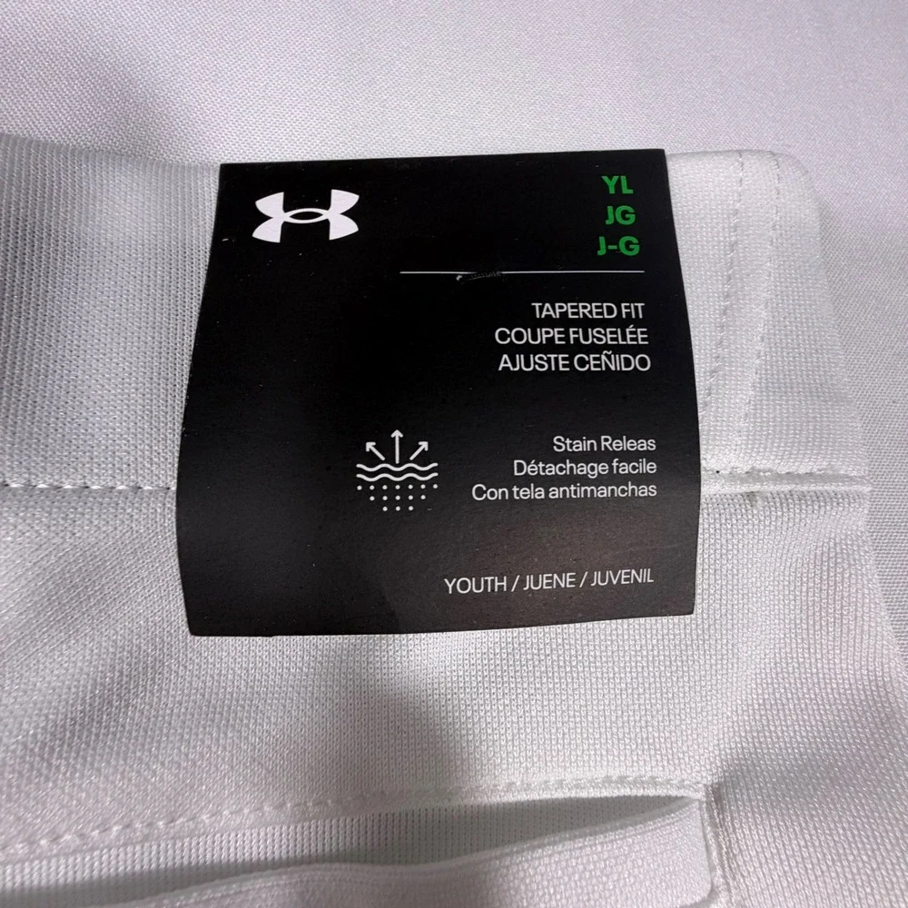 Under Armour Boys White Utility Tapered Baseball Pants 1374382 Youth Large NWT